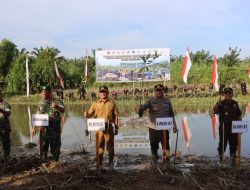 Kapolres Langkat Bersama Pemkab Langkat Lakukan Penanaman Pohon Mangrove
