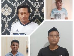 TERLEBIH DAHULU DIAMANKAN KARYAWAN KEBUN, EMPAT ORANG PRIA DIBOYONG KE SATRESKRIM POLRES BINJAI