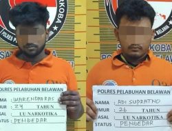 Polres Pelabuhan Belawan Tangkap 2 Pengedar Narkoba di Desa Manunggal