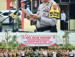Wakapolres Pelabuhan Belawan, Kompol Aris Fianto, S.Sos. Pimpin Apel Gelar Pasukan Operasi Mantap Praja Toba 2024