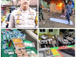 Polres Binjai Kolaborasi Kodim 0203 Langkat Grebek Barak narkoba dan Lokasi judi di Kecamatan sei bingai
