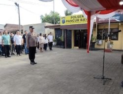 Perdana Kapolsek Pancur Batu Kompol H Djanuarsa S.H Memimpin Apel Pagi : Beri Pelayanan Terbaik Buat Masyarakat dan Jaga Profesionalisme