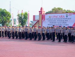 Kapolda Sumut Irjen Pol Wishnu Pimpin Upacara Kenaikan Pangkat Personel, Tegaskan Komitmen Polri yang Humanis dan Presisi