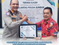 Ditlantas Polda Sumbar Dapat Apresiasi dari PWI atas Dukungan Porwaprov