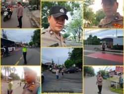 Polsek Medan Tuntungan Gelar Strong Point di Simpang Simalingkar, Wujudkan Lalu Lintas Aman dan Lancar