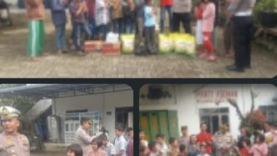 Kapolsek Kutalimbaru, AKP Idem Sitepu S, H Bersama Personil Polsek Kutalimbaru, Berikan Tali Asih Kepada Pelajar Penderita Tumor Ganas