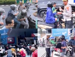 Satlantas Polrestabes Medan Berbagi Air Mineral, Tunjukkan Kepedulian di Tengah Antrean BBM