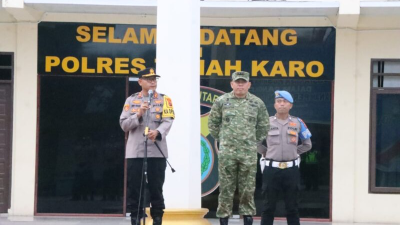 Kapolres Karo dan Dandim 0205/TK Pimpin Apel Pengamanan Malam Takbiran, Patroli Bersama Keliling Kabanjahe